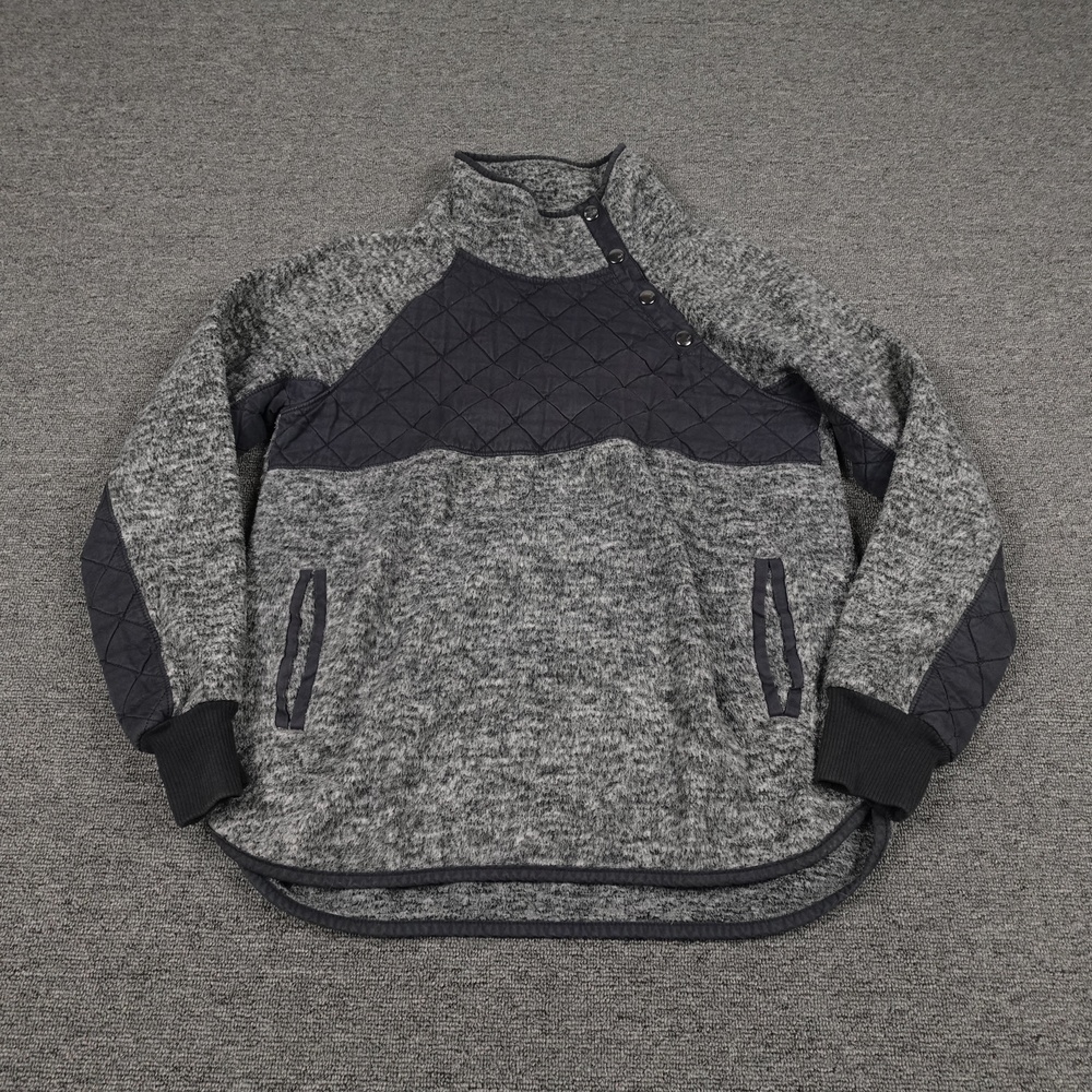 Abercrombie & Fitch Sweatshirt Womens Small Gray Quilted Mock Fleece Pullover